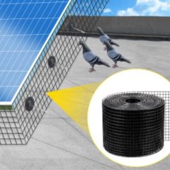 Solar panel with pigeon guard installation to prevent critter nesting.